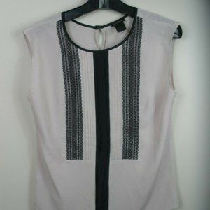 Ann Taylor Pink Black Sleeveless Top, Size Medium